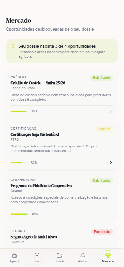 Tela de marketplace do GEO3 App